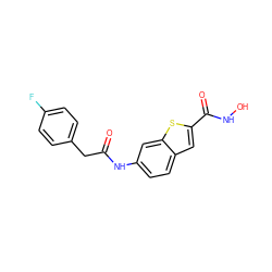 O=C(Cc1ccc(F)cc1)Nc1ccc2cc(C(=O)NO)sc2c1 ZINC000028900017