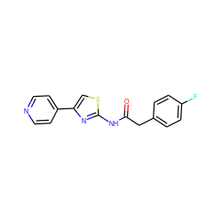 O=C(Cc1ccc(F)cc1)Nc1nc(-c2ccncc2)cs1 ZINC000005264481