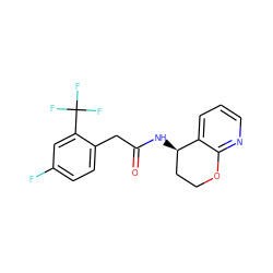 O=C(Cc1ccc(F)cc1C(F)(F)F)N[C@@H]1CCOc2ncccc21 ZINC000146668733