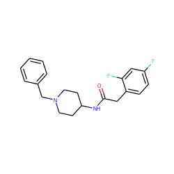 O=C(Cc1ccc(F)cc1F)NC1CCN(Cc2ccccc2)CC1 ZINC000013779902