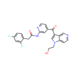 O=C(Cc1ccc(F)cc1F)Nc1cc(C(=O)c2cn(CCO)c3ccncc23)ccn1 ZINC001772603286