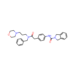 O=C(Cc1ccc(NC(=O)N2Cc3ccccc3C2)cc1)N(CCCN1CCOCC1)Cc1ccccc1 ZINC000166677179