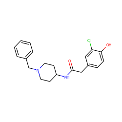 O=C(Cc1ccc(O)c(Cl)c1)NC1CCN(Cc2ccccc2)CC1 ZINC000013779915