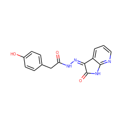 O=C(Cc1ccc(O)cc1)N/N=C1\C(=O)Nc2ncccc21 ZINC000072179054