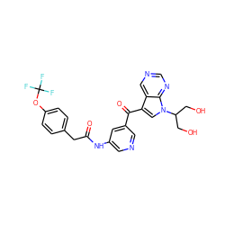 O=C(Cc1ccc(OC(F)(F)F)cc1)Nc1cncc(C(=O)c2cn(C(CO)CO)c3ncncc23)c1 ZINC000169707837