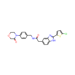 O=C(Cc1ccc2[nH]c(-c3ccc(Cl)s3)nc2c1)NCc1ccc(N2CCOCC2=O)cc1 ZINC000027204787