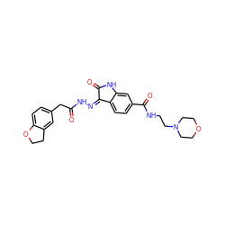 O=C(Cc1ccc2c(c1)CCO2)N/N=C1\C(=O)Nc2cc(C(=O)NCCN3CCOCC3)ccc21 ZINC000072179826