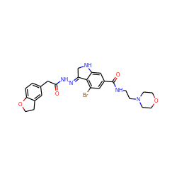 O=C(Cc1ccc2c(c1)CCO2)N/N=C1\CNc2cc(C(=O)NCCN3CCOCC3)cc(Br)c21 ZINC001772657258