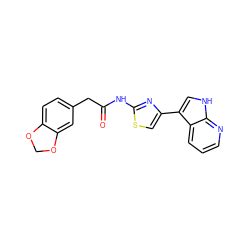 O=C(Cc1ccc2c(c1)OCO2)Nc1nc(-c2c[nH]c3ncccc23)cs1 ZINC000035967343