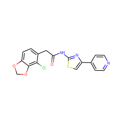 O=C(Cc1ccc2c(c1Cl)OCO2)Nc1nc(-c2ccncc2)cs1 ZINC000473122384