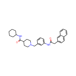 O=C(Cc1ccc2ccccc2c1)Nc1cccc(CN2CCC(C(=O)NC3CCCCC3)CC2)c1 ZINC001772638886