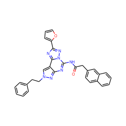 O=C(Cc1ccc2ccccc2c1)Nc1nc2nn(CCc3ccccc3)cc2c2nc(-c3ccco3)nn12 ZINC000045291598