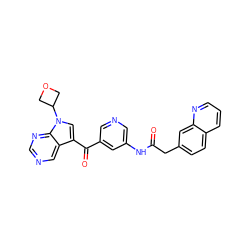 O=C(Cc1ccc2cccnc2c1)Nc1cncc(C(=O)c2cn(C3COC3)c3ncncc23)c1 ZINC000169707779