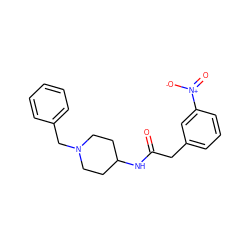 O=C(Cc1cccc([N+](=O)[O-])c1)NC1CCN(Cc2ccccc2)CC1 ZINC000013779909