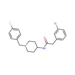 O=C(Cc1cccc(Br)c1)NC1CCN(Cc2ccc(F)cc2)CC1 ZINC000013470650