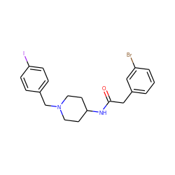 O=C(Cc1cccc(Br)c1)NC1CCN(Cc2ccc(I)cc2)CC1 ZINC000013470654