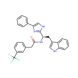 O=C(Cc1cccc(C(F)(F)F)c1)N[C@H](Cc1c[nH]c2ccccc12)c1nc(-c2ccccc2)c[nH]1 ZINC000028085778