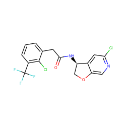 O=C(Cc1cccc(C(F)(F)F)c1Cl)N[C@@H]1COc2cnc(Cl)cc21 ZINC000146548841