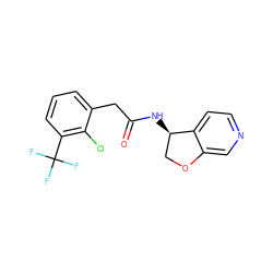 O=C(Cc1cccc(C(F)(F)F)c1Cl)N[C@@H]1COc2cnccc21 ZINC000146509118