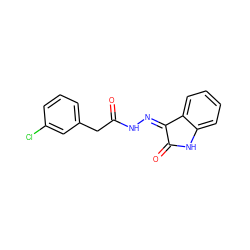 O=C(Cc1cccc(Cl)c1)N/N=C1\C(=O)Nc2ccccc21 ZINC000003135687