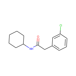 O=C(Cc1cccc(Cl)c1)NC1CCCCC1 ZINC000003102859