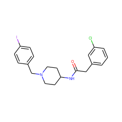 O=C(Cc1cccc(Cl)c1)NC1CCN(Cc2ccc(I)cc2)CC1 ZINC000013470648