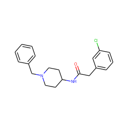 O=C(Cc1cccc(Cl)c1)NC1CCN(Cc2ccccc2)CC1 ZINC000013779896