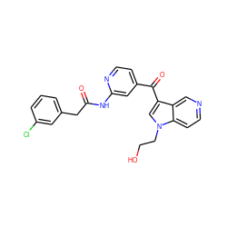 O=C(Cc1cccc(Cl)c1)Nc1cc(C(=O)c2cn(CCO)c3ccncc23)ccn1 ZINC001772573392