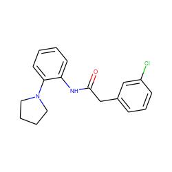 O=C(Cc1cccc(Cl)c1)Nc1ccccc1N1CCCC1 ZINC000067793412