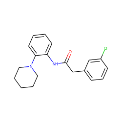 O=C(Cc1cccc(Cl)c1)Nc1ccccc1N1CCCCC1 ZINC000095552090