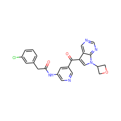 O=C(Cc1cccc(Cl)c1)Nc1cncc(C(=O)c2cn(C3COC3)c3ncncc23)c1 ZINC000169707777