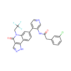 O=C(Cc1cccc(Cl)c1)Nc1cnccc1-c1ccc2c3[nH]ncc3c(=O)n(CC(F)(F)F)c2c1 ZINC000205525296