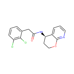 O=C(Cc1cccc(Cl)c1Cl)N[C@@H]1CCOc2ncccc21 ZINC000146493689