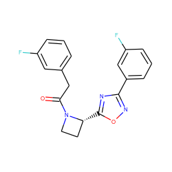 O=C(Cc1cccc(F)c1)N1CC[C@H]1c1nc(-c2cccc(F)c2)no1 ZINC000095580542