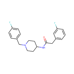 O=C(Cc1cccc(F)c1)NC1CCN(Cc2ccc(F)cc2)CC1 ZINC000013470639