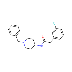 O=C(Cc1cccc(F)c1)NC1CCN(Cc2ccccc2)CC1 ZINC000013779900