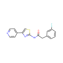 O=C(Cc1cccc(F)c1)Nc1nc(-c2ccncc2)cs1 ZINC000006969637