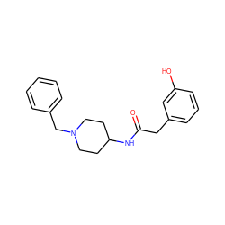 O=C(Cc1cccc(O)c1)NC1CCN(Cc2ccccc2)CC1 ZINC000013779913