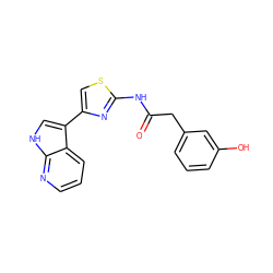 O=C(Cc1cccc(O)c1)Nc1nc(-c2c[nH]c3ncccc23)cs1 ZINC000034640720