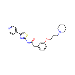 O=C(Cc1cccc(OCCCN2CCCCC2)c1)Nc1nc(-c2ccncc2)cs1 ZINC000202487182