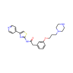 O=C(Cc1cccc(OCCCN2CCNCC2)c1)Nc1nc(-c2ccncc2)cs1 ZINC000145413694