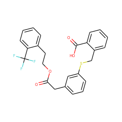 O=C(Cc1cccc(SCc2ccccc2C(=O)O)c1)OCCc1ccccc1C(F)(F)F ZINC000114959030