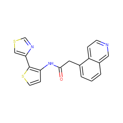 O=C(Cc1cccc2cnccc12)Nc1ccsc1-c1cscn1 ZINC000064560850