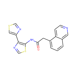 O=C(Cc1cccc2cnccc12)Nc1scnc1-c1cscn1 ZINC000064573024