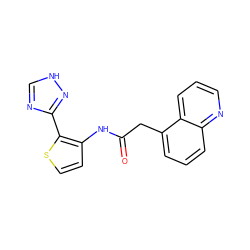 O=C(Cc1cccc2ncccc12)Nc1ccsc1-c1nc[nH]n1 ZINC000064560184