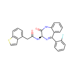 O=C(Cc1cccc2sccc12)N[C@@H]1N=C(c2ccccc2F)c2ccccc2NC1=O ZINC000026377648