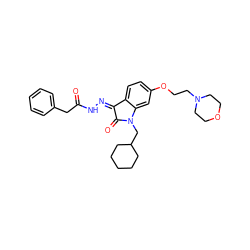 O=C(Cc1ccccc1)N/N=C1\C(=O)N(CC2CCCCC2)c2cc(OCCN3CCOCC3)ccc21 ZINC000299835862