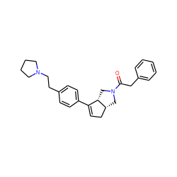 O=C(Cc1ccccc1)N1C[C@@H]2CC=C(c3ccc(CCN4CCCC4)cc3)[C@@H]2C1 ZINC000040897142