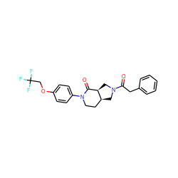 O=C(Cc1ccccc1)N1C[C@H]2CCN(c3ccc(OCC(F)(F)F)cc3)C(=O)[C@H]2C1 ZINC000096169517