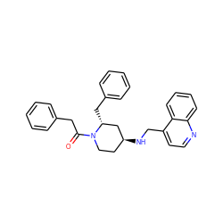 O=C(Cc1ccccc1)N1CC[C@H](NCc2ccnc3ccccc23)C[C@H]1Cc1ccccc1 ZINC000029388642